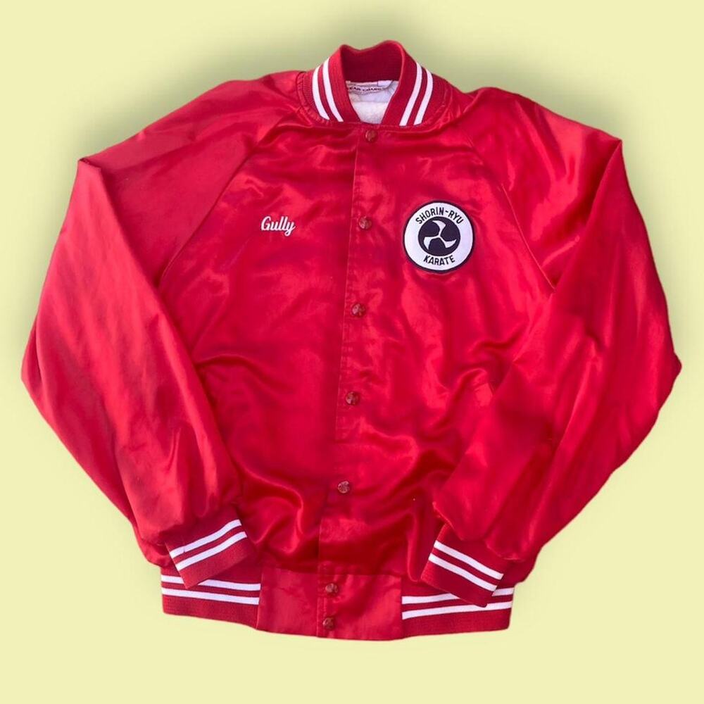 Vintage karate satin varsity jacket